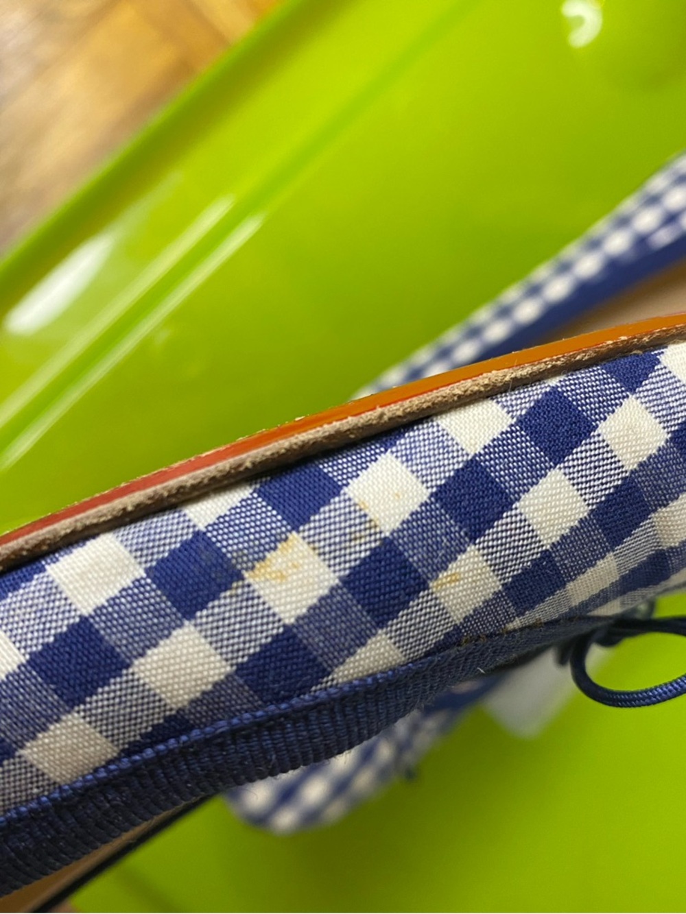 Christian Louboutin Blue and White Gingham Ballet Flats - Picture 9 of 11